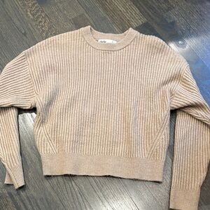 Elodie Beige Ribbed Crew Neck Sweater